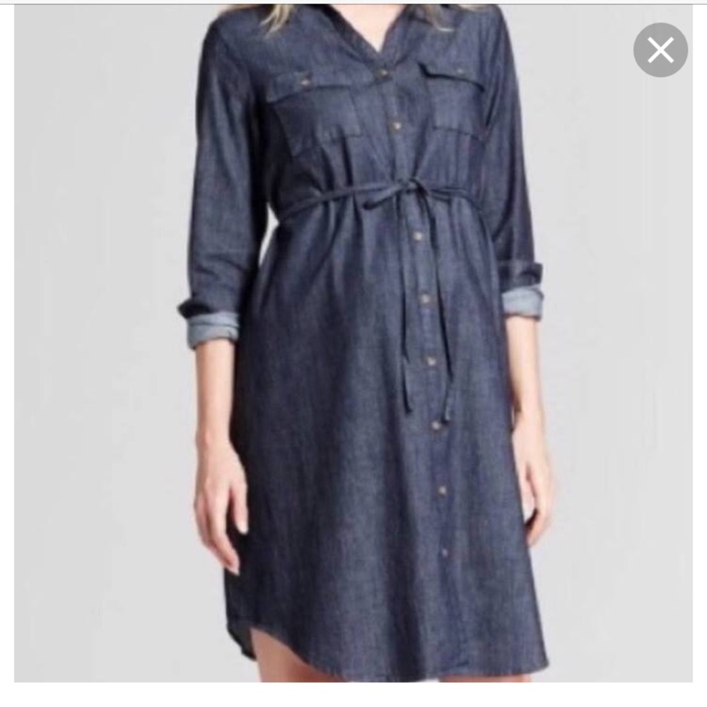 ❗️NWOT❗️Button Down⬇️Denim Maternity Dress w/belt